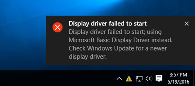 Lỗi Display driver failed to start